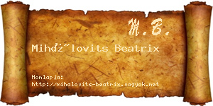Mihálovits Beatrix névjegykártya